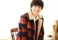 Takuma Wada / Horizontal, Upper Body, Costume Red, Black, White, Check Pattern, Facing Right, Showing Teeth, Chair / "Takuma Wada 33rd Birthday Event" random bromide