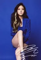 Minah / Knee-Up, Sitting, Blue Costume, Blue Footwork, Blue Background, Print with signature / Special Official photo for CDs "I am a woman too"