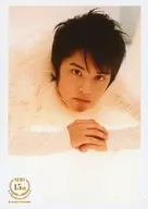 NEWS / Yuya Tegoshi / Bust up / Costume white / Matching both hands / Camera eye view / Treka size / "Reprinted Mini Photo" / 『 miniphoto 』 / NEWS 15th Anniversary