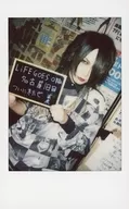 Under-Fill / tea caddy / Upper Body / Costume Black / Grey / White / Both Hands Board "Finally Arrived" / Mouth Closed / Raw Cheki