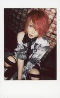 Under-Fill / tea caddy / Whole Body / Costume Black / Grey / White / Sitting / Both Hands / Tongue out / Raw Cheki