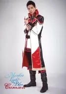 Wataru Shiokawa (ディグニイテェ) / Whole Body / Costume Black / Red / Gold / White / Grey / Left Facing / Right Hand Left Arm / Left Hand Chest / Eye View Right / Background Grey / Character Chief Shot / Stage "Marker Light Blue Crimson"