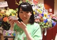 Milky Holmes / Mirai Sasaki / horizontal, bust up, costume green, food in both hands, flower in the back, 2L size / "Live Milky Holmes Tororo Dondon" photo choice