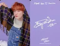 ASTRO / Yoon San Ha / Purple on the back, printed with signature / "ALMOST BLUE×SANHA" muffler Purchase benefits photo card