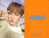 With signature Kids/Changbin (Changbin) / Orange and Printed on the back / "DIICON D' FESTA MINI EDITION Stray Kids" photo card